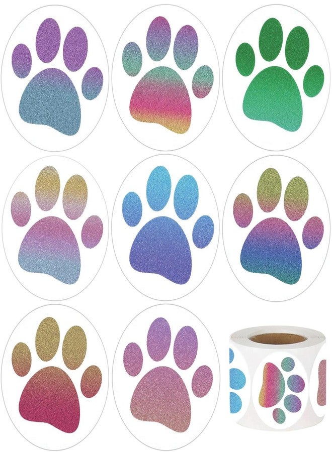 Hohamn 600 Pcs Dog Paw Stickers Roll for Kids 1.5 Inch Round Puppy Dog Paw Label Stickers for Toddlers Boys Girls Birthday Party Favors Gifts Decoration Envelope Seals Classroom Reward - Image 1