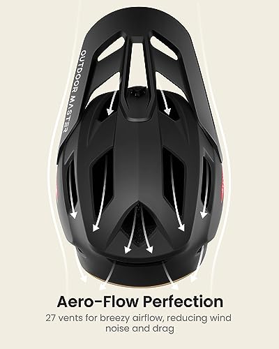 OutdoorMaster Full Face Mountain Bike Helmet for Men & Women-Two Removable Chin Pad Mountain Bike Helmet Grizzly, Ventilation Lightweight Racing Downhill DH BMX MTB Helmet (Meteorite Black, Large) - Image 3