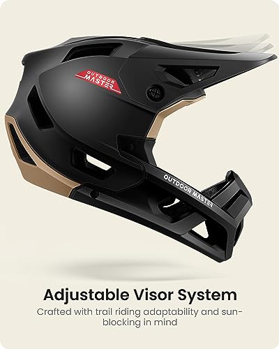 OutdoorMaster Full Face Mountain Bike Helmet for Men & Women-Two Removable Chin Pad Mountain Bike Helmet Grizzly, Ventilation Lightweight Racing Downhill DH BMX MTB Helmet (Meteorite Black, Large) - Image 4