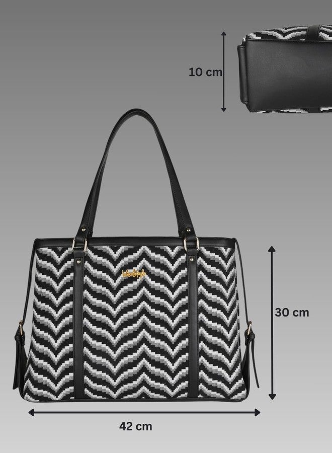 LIKE STYLE Geometric Pattern Jute & PU Rexine Sholder bag (White) - Image 5