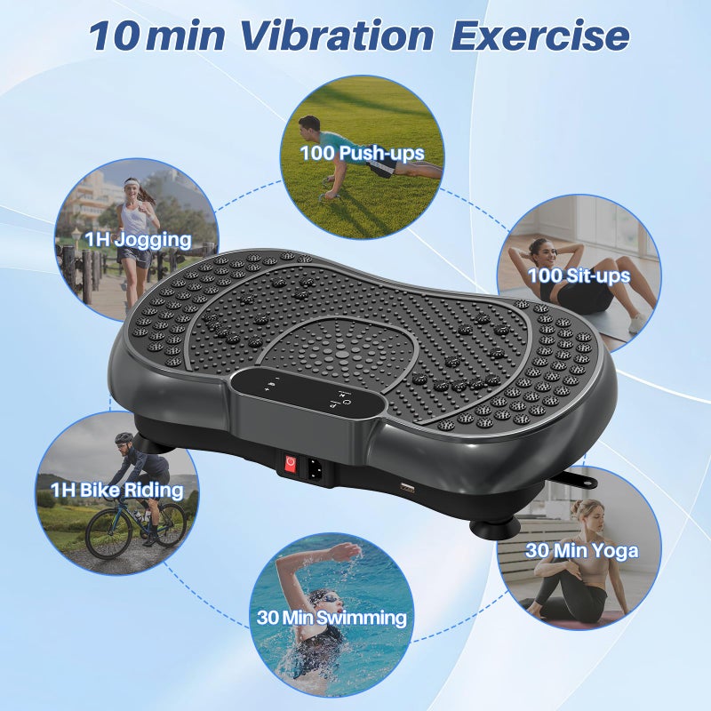 Bigzzia Vibration Plate Exercise Machine for Weight Loss â€“ 100-Speed Platform with Remote & Resistance Bands, 450 lbs Capacity â€“ Quiet Full Body Workout for Lymphatic Drainage at Home - Image 2
