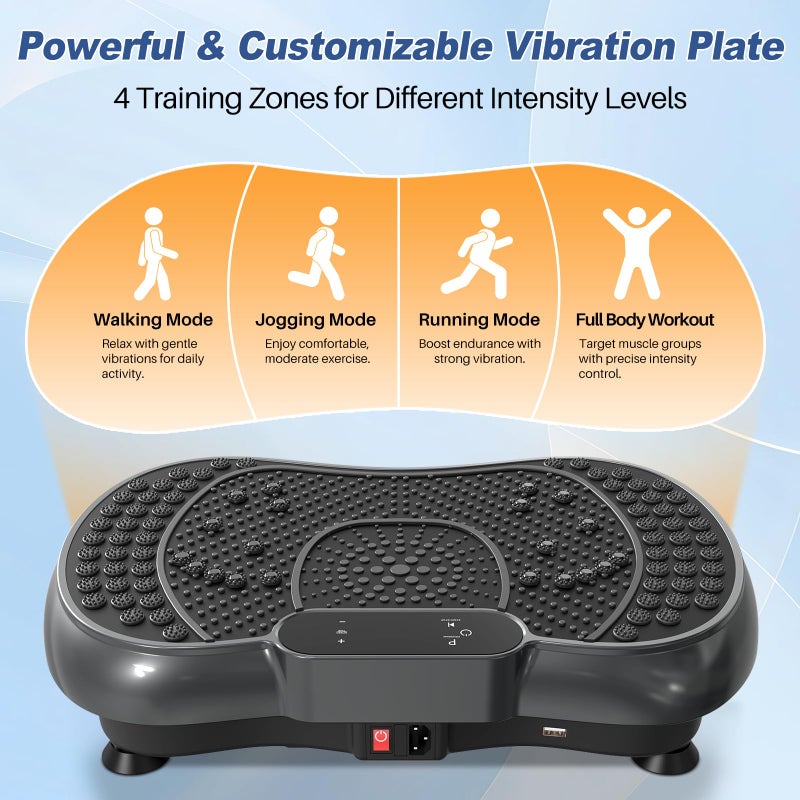 Bigzzia Vibration Plate Exercise Machine for Weight Loss â€“ 100-Speed Platform with Remote & Resistance Bands, 450 lbs Capacity â€“ Quiet Full Body Workout for Lymphatic Drainage at Home - Image 3