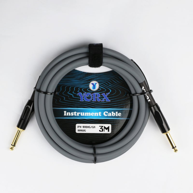 Yorx IP-181BXG-3M Instrument Cable – 3-Meter Black Guitar & Instrument Cable with 1/4″ Mono Plugs