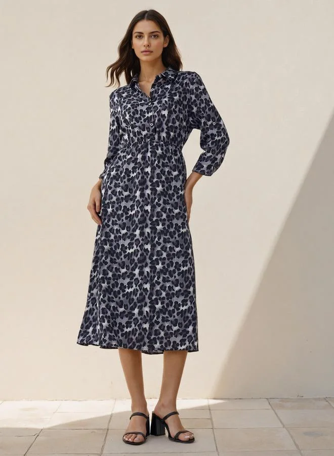 Splash FAV Midi Shirt Dress with Animal Print