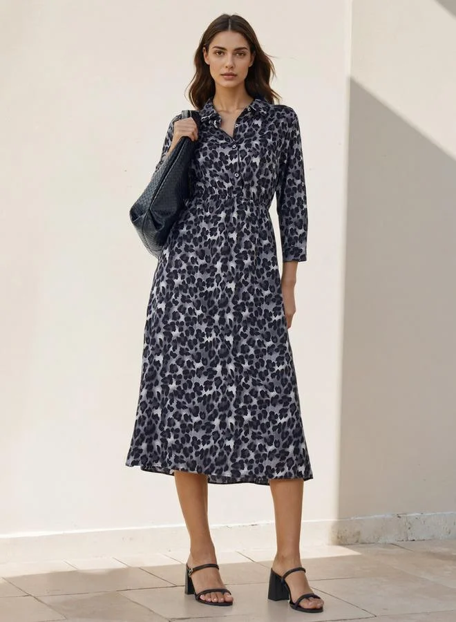 Splash FAV Midi Shirt Dress with Animal Print