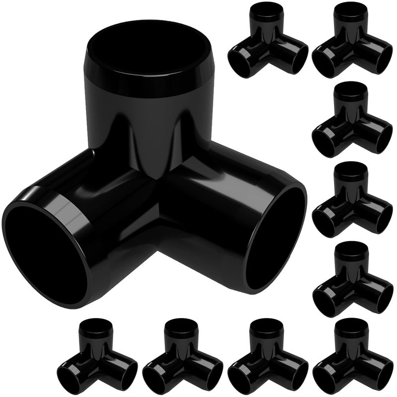 FORMUFIT 1/2” 3-Way Elbow Furniture Grade PVC Fitting in Black, Made in USA, UV-Resistant, Impact-Proof, 0.840” Actual Socket Diameter (Pack of 10) - Image 1