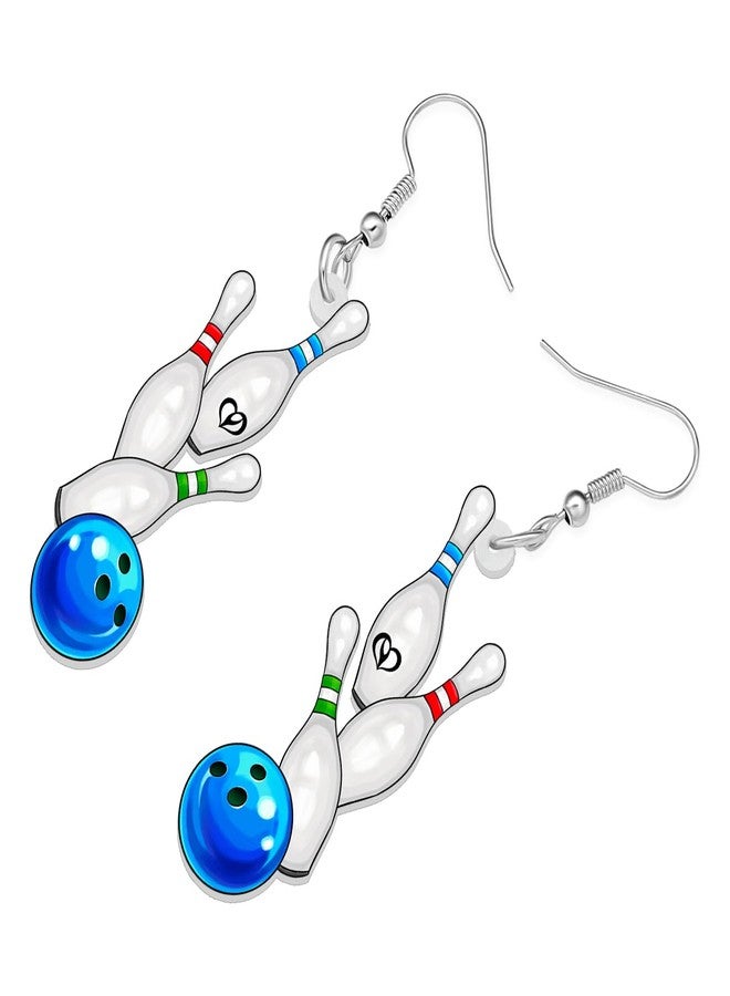 NEWEI Acrylic Baseball Football Earrings Dangle Basketball Soccer Jewelry for Women Sport Lovers (Bowling Ball) - Image 3