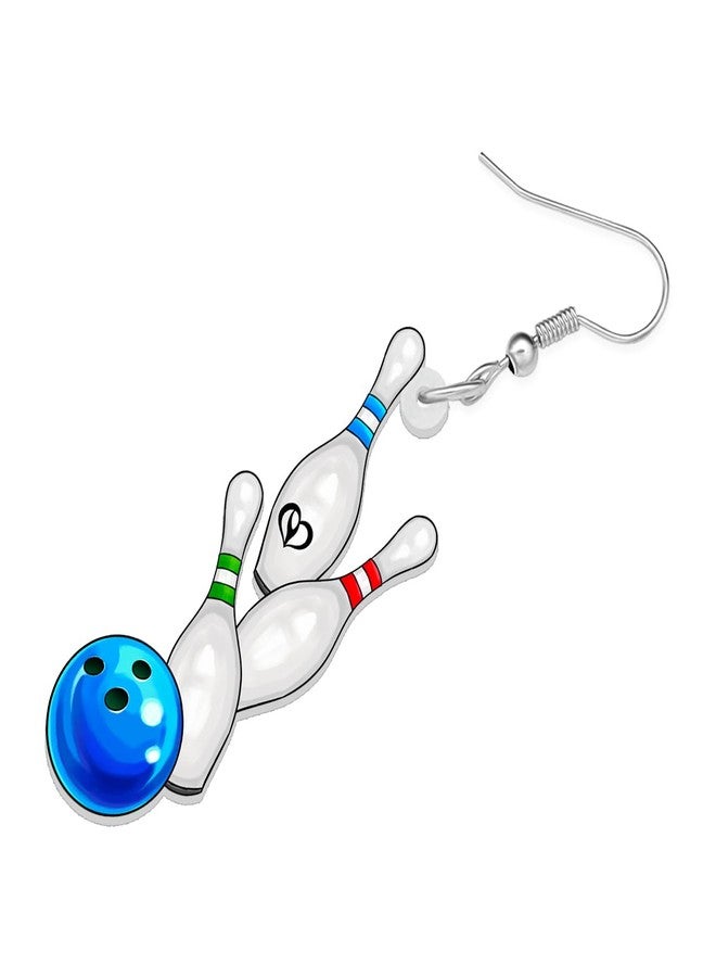 NEWEI Acrylic Baseball Football Earrings Dangle Basketball Soccer Jewelry for Women Sport Lovers (Bowling Ball) - Image 4