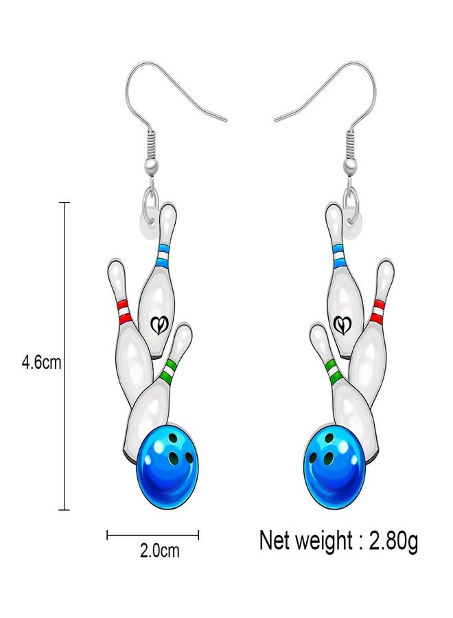 NEWEI Acrylic Baseball Football Earrings Dangle Basketball Soccer Jewelry for Women Sport Lovers (Bowling Ball) - Image 5