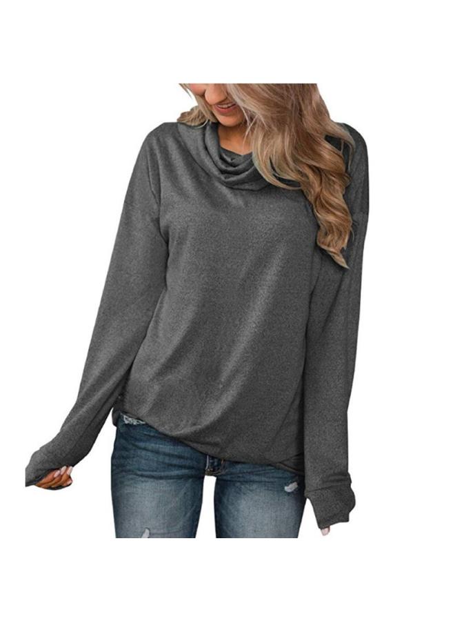 202 European And American Women's Clothing New Autumn Solid Color Pullover Pile Collar Long Sleeve T-shirt Jacket Women 