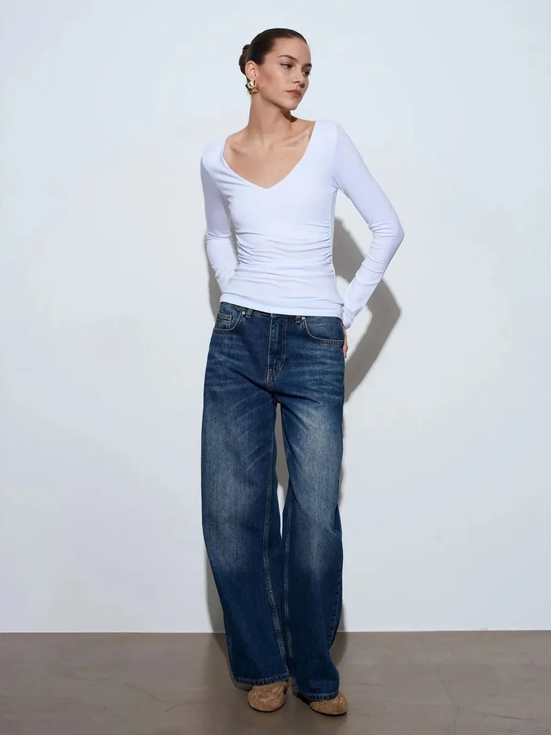 ديلفين Dilvin Slim Fit V-Neck Knit Blouse