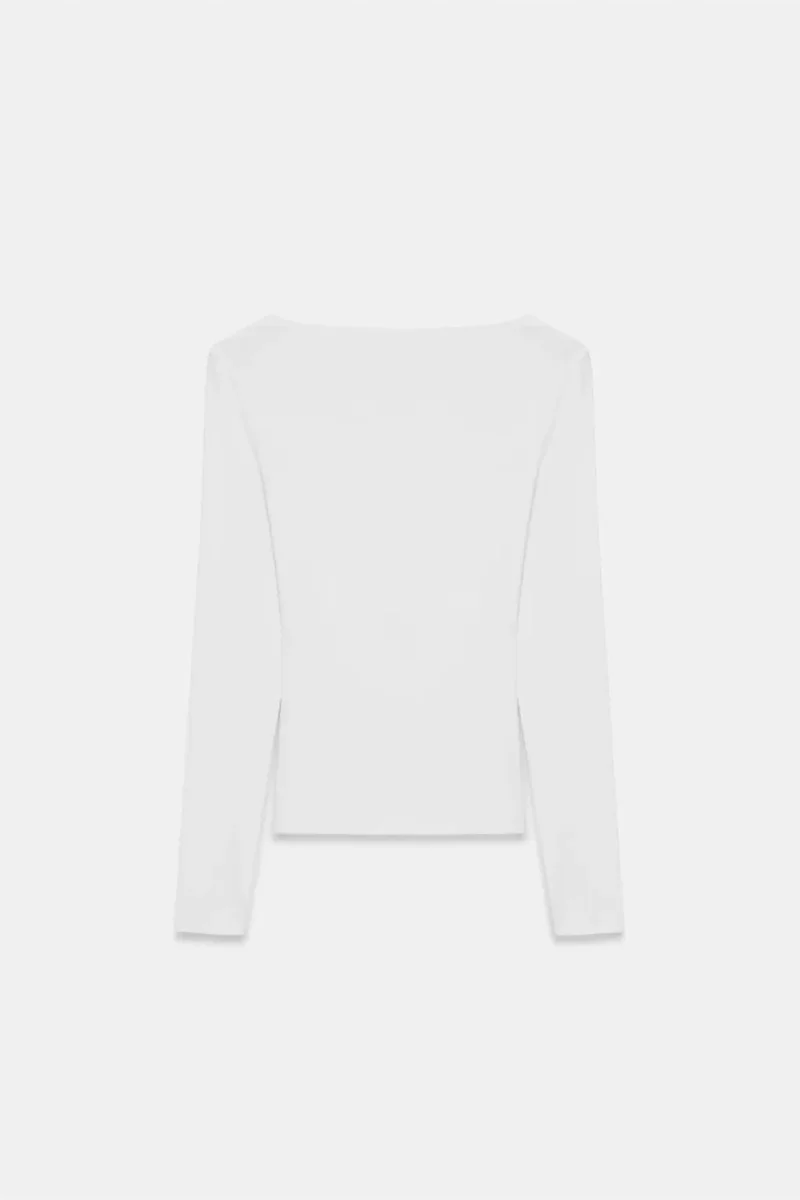 Dilvin White DILVIN Slim Fit V-Neck Knit Blouse for Women | Best Price UAE