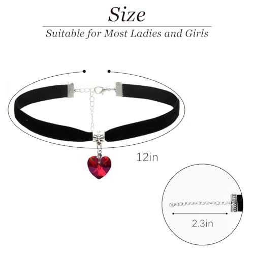 ISCASSE Black Choker Necklaces for Woman Love Heart Choker Necklace Adjustable Velvet Choker Soft Collar Chain Red Heart Valentine Necklace Halloween Cosplay Party - Image 4