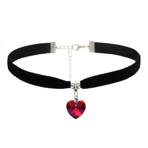ISCASSE Black Choker Necklaces for Woman Love Heart Choker Necklace Adjustable Velvet Choker Soft Collar Chain Red Heart Valentine Necklace Halloween Cosplay Party - Image 1