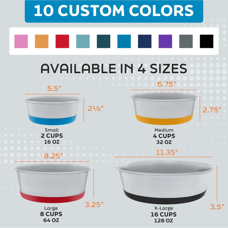 Master Pet Supply Stainless Steel Dog Bowls Set of 2 with Extra Thick Silicone Base - 4 Cup (32 oz) Plum Crazy, Non-Slip, Dishwasher Safe Metal Bowls, Pet Dog Food Bowl for Dogs, Cats, Anti Rust - Image 5