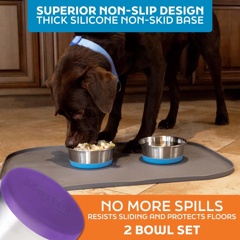 Master Pet Supply Stainless Steel Dog Bowls Set of 2 with Extra Thick Silicone Base - 4 Cup (32 oz) Plum Crazy, Non-Slip, Dishwasher Safe Metal Bowls, Pet Dog Food Bowl for Dogs, Cats, Anti Rust - Image 4