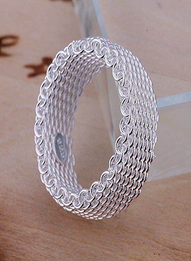 Cutesmile Fashion Beautiful Jewelry New 925 Sterling Silver Mesh Fine Ring Band(7) - Image 4