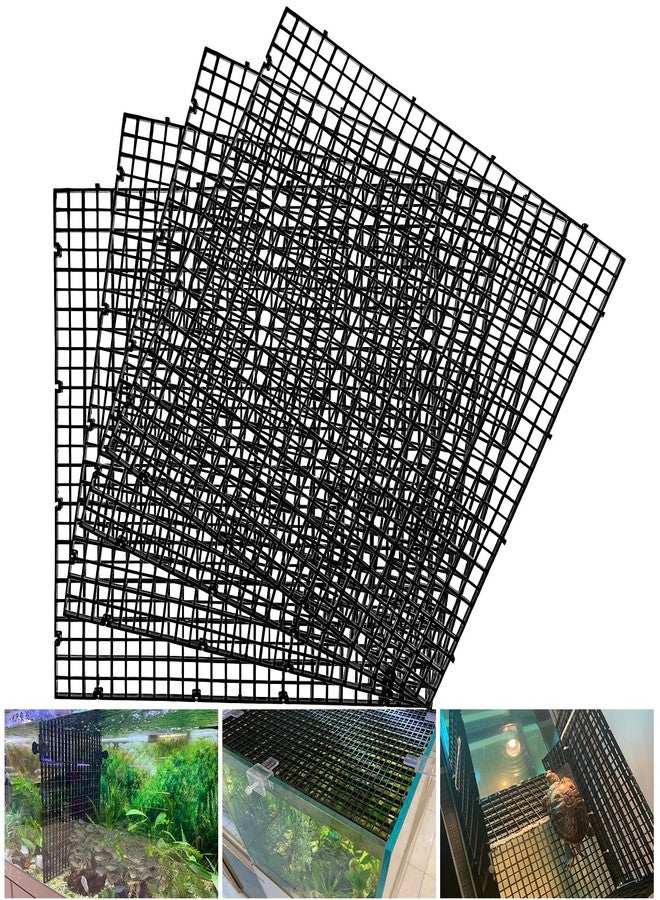 Weramics Adjustable Aquarium Fish Tank Divider Filter Bottom Plastic Grid Fish Tank Isolation Board Egg Crate Tray((Black, 4pcs 11.8X11.8Inch with 0.35Inch Hole) - Image 1