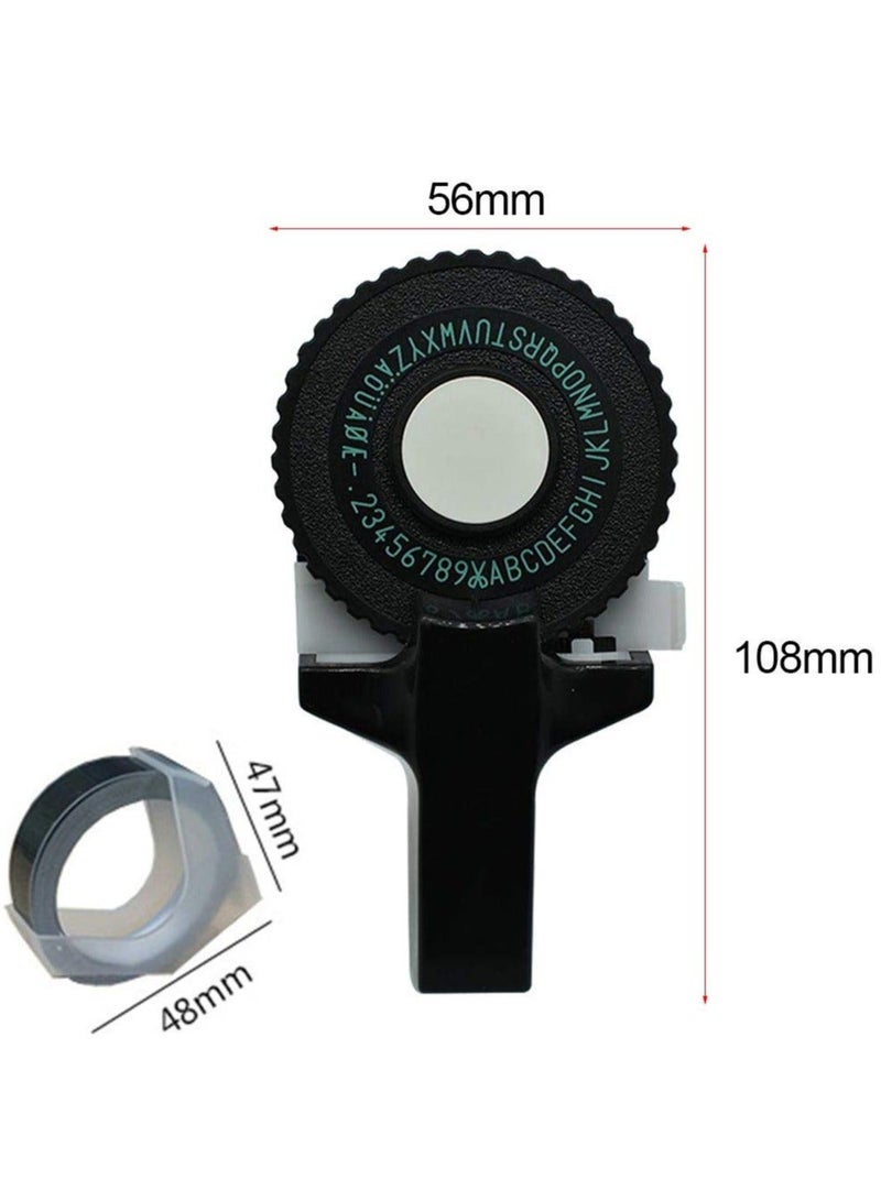3D Label Printer Click Small Model Label Makers Manual Embossing Label Maker Typewriter Printer DIY Machine for Home Business Work Black With Free Black Tape and Gold Tape - Image 5