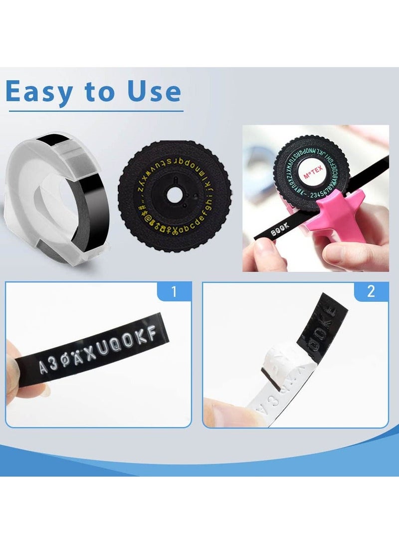 3D Label Printer Click Small Model Label Makers Manual Embossing Label Maker Typewriter Printer DIY Machine for Home Business Work Black With Free Black Tape and Gold Tape - Image 2