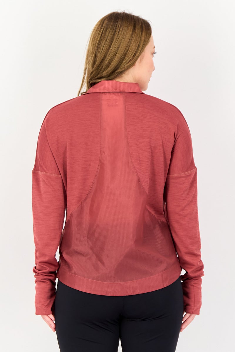 Nike بلوزة تدريب طويلة الأكمام للنساء، بني صدئ - Image 3