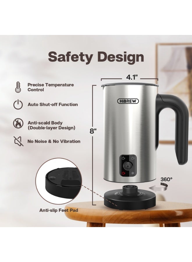 HiBREW 4 in 1 Portable Electric 450W Silver Milk Frother Frothing Foamer Fully automatic Milk Warmer Cold/Hot Latte Cappuccino Chocolate Protein powder M3A - Image 5