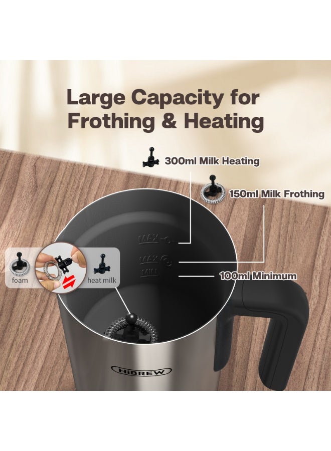 HiBREW 4 in 1 Portable Electric 450W Silver Milk Frother Frothing Foamer Fully automatic Milk Warmer Cold/Hot Latte Cappuccino Chocolate Protein powder M3A - Image 3