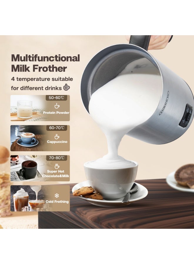 HiBREW 4 in 1 Portable Electric 450W Silver Milk Frother Frothing Foamer Fully automatic Milk Warmer Cold/Hot Latte Cappuccino Chocolate Protein powder M3A - Image 2