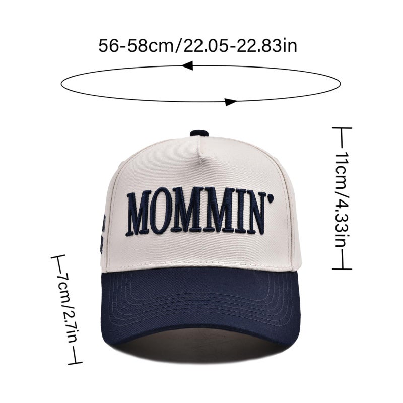 Asadovce Mommin Trucker Hat for Women Embroidered Mom Baseball Cap Adjustable Canvas Vintage Hat for Casual Wear - Image 2
