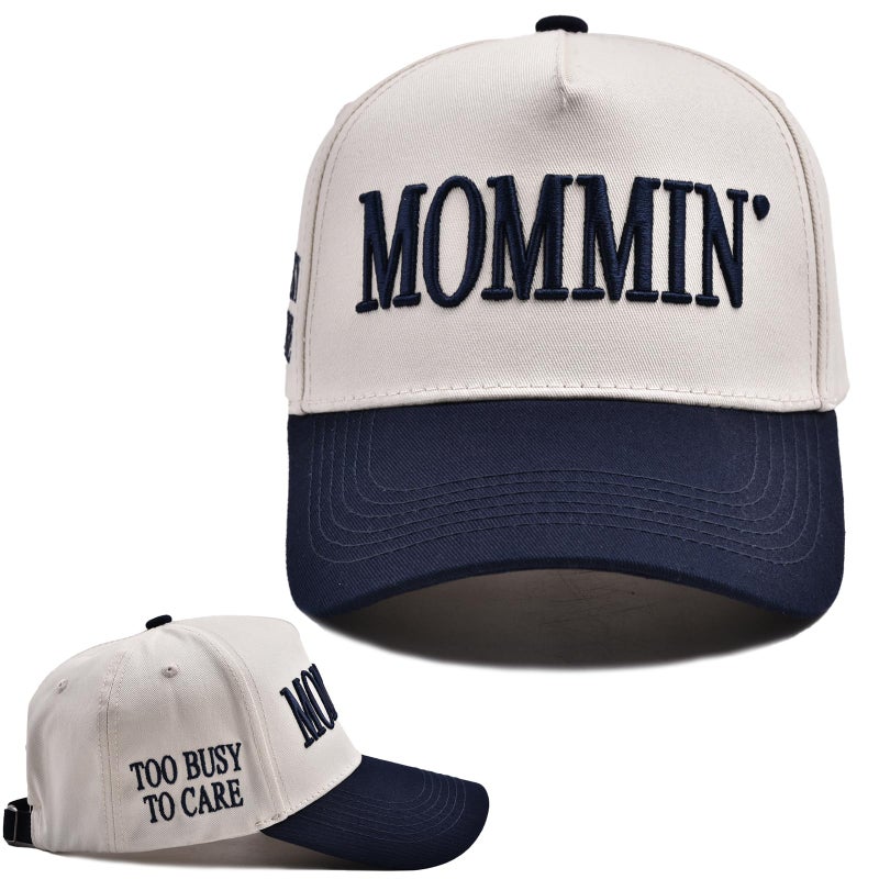 Asadovce Mommin Trucker Hat for Women Embroidered Mom Baseball Cap Adjustable Canvas Vintage Hat for Casual Wear - Image 1