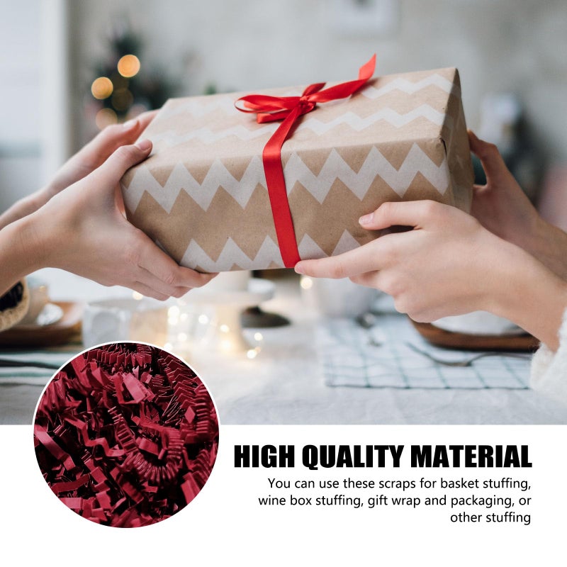 ZEBMOON 1 LB Dark Red Crinkle Cut Paper Shred Filler Great for Gift Wrapping, Basket Filling, Birthday, Wedding, Halloween, Thanksgiving, Christmas Day, New Year Party Decorations Filling Supplies - Image 2
