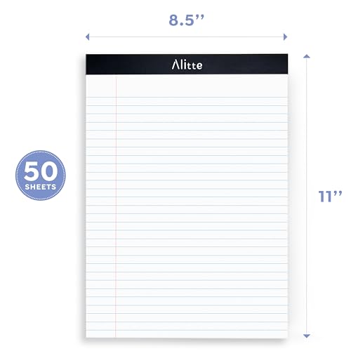 Alitte Legal Notepads 8.5 x 11, Pack of 12 - Perforated Wide Ruled Writing Pad - Premium Thick Paper, No Ink Bleeding - Blank Legal Pads For Home, Office, School, Business - 50 Sheets Per Notebook - Image 3