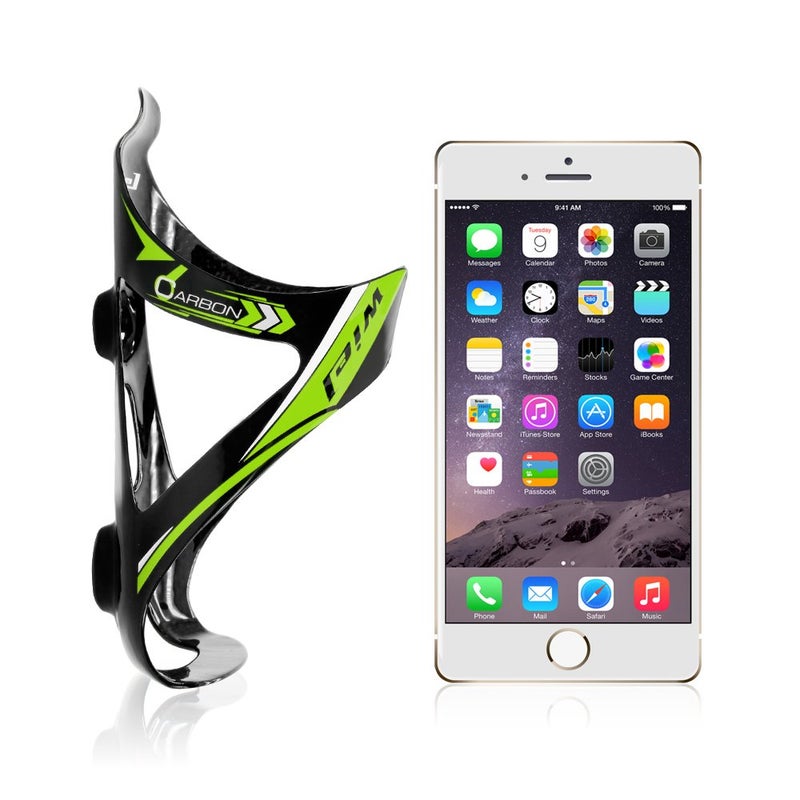 Wiel Full Carbon Fiber Bicycle Bike Light Drink Water Bottle Cage Holder Green 3K Glossy - Image 3