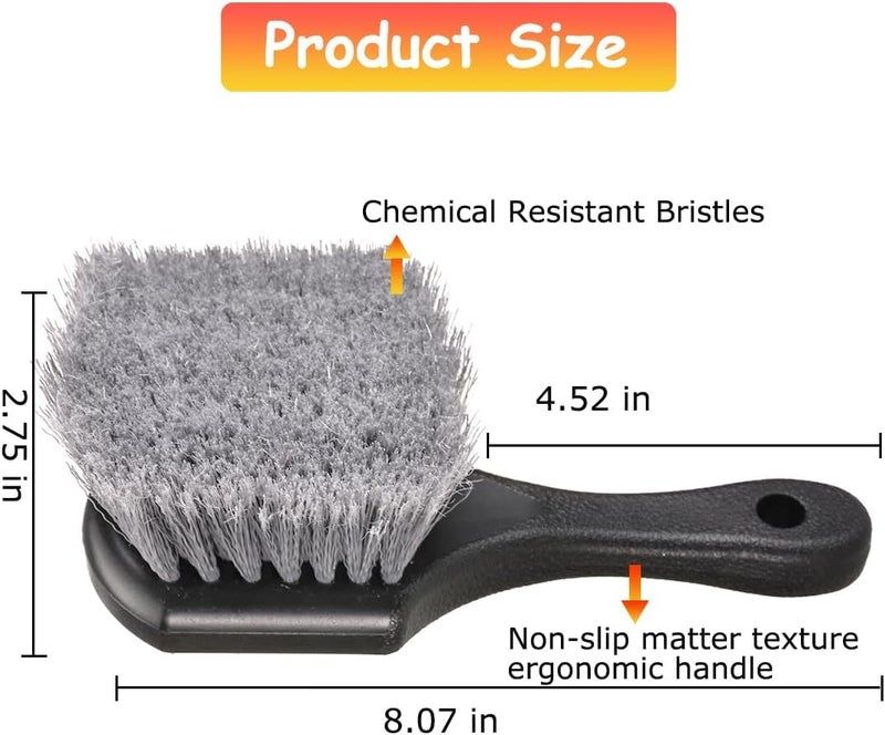 SWAMINE Wheel & Tire Brush for Car Rim, Soft Bristle Car Wash Brush, Cleans Tires & Releases Dirt and Road Grime, Short Handle for Easy Scrubbing Black - Image 4