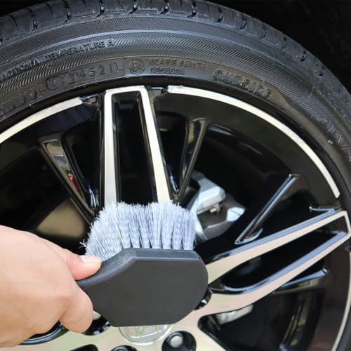 SWAMINE Wheel & Tire Brush for Car Rim, Soft Bristle Car Wash Brush, Cleans Tires & Releases Dirt and Road Grime, Short Handle for Easy Scrubbing Black - Image 5