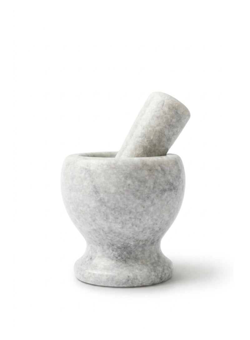 Natural Grey & White Marble Mortar & Pestle Set - 11cm Height - Compact Size for Grinding Spices & Garlic - Image 3