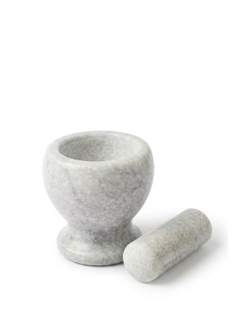 Natural Grey & White Marble Mortar & Pestle Set - 11cm Height - Compact Size for Grinding Spices & Garlic - Image 4