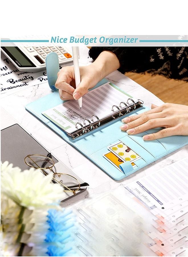 Arabest - 23Pcs A6 PU Leather Notebook Binder Budget Planner, with with 8 PCS A6 Binder Pockets, 12 Expense Budget Sheets, 2 Sheets Sticker Label (Black) - Image 1