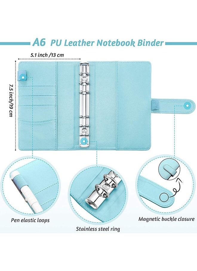 Arabest - 23Pcs A6 PU Leather Notebook Binder Budget Planner, with with 8 PCS A6 Binder Pockets, 12 Expense Budget Sheets, 2 Sheets Sticker Label (Black) - Image 1