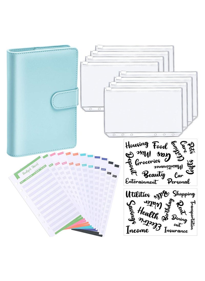 Arabest - 23Pcs A6 PU Leather Notebook Binder Budget Planner, with with 8 PCS A6 Binder Pockets, 12 Expense Budget Sheets, 2 Sheets Sticker Label (Black) - Image 1