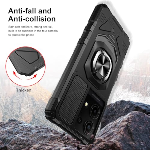 Mocotto for TCL K32/K33 5G 2025 Phone Case with Tempered Glass Screen Protector,Military Grade Shockproof Protective Cover,with Ring Kickstand (Black) - Image 5
