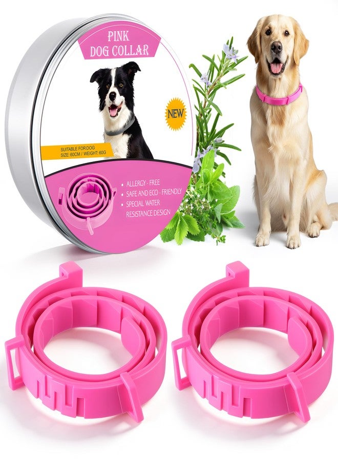 Mysora Flea and Tick Collar for Dogs, Dog Collars with Natural Essential Oils, Waterproof, Adjustable Size for Small Medium and Large Dog, Flea Prevention and Tick Control for Puppies(2 Pack,Pink) - Image 1