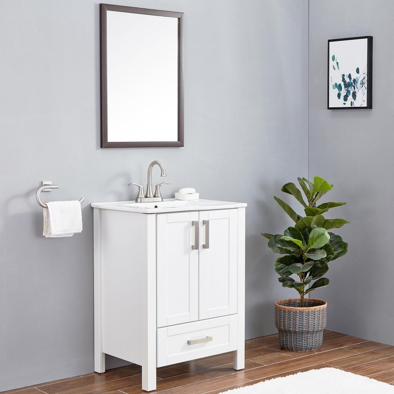 VALISY Lead-Free Commercial 2-Handle Brushed Nickel Bathroom Sink Faucet  360 Swivel High-Arc Spout 4 Inch Centerset Lavatory Vanity Faucets Set For Bathroom Sink With Pop-Up Drain & Water Hoses - Image 5