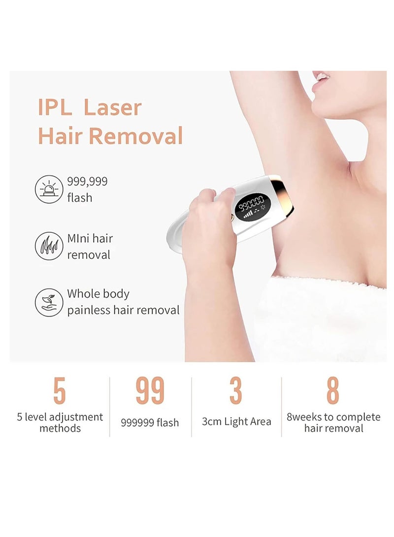 عام جهاز إزالة الشعر بالليزر، 999999 ومضة، جهاز إزالة الشعر IPL غير مؤلم للنساء والرجال لإزالة شعر الوجه والساقين والأذرع بي في الاستخدام المنزلي، أخضر - Image 3