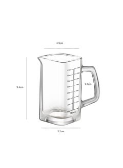 Excefore Square Measuring Cup Shot Glasses With handle, 4 Ounce/120ML V-Shaped Spout Espresso Glass Cup Liquid Heavy High Wine Separator Glasses (Black Line+Red Line)  - Image 4
