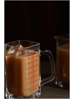 Excefore Square Measuring Cup Shot Glasses With handle, 4 Ounce/120ML V-Shaped Spout Espresso Glass Cup Liquid Heavy High Wine Separator Glasses (Black Line+Red Line)  - Image 5