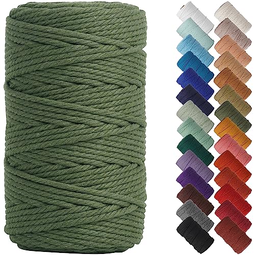 NOANTA Olive Green Macrame Cord 4mm x 109yards Colored Macrame Rope Cotton Rope Macrame Yarn Colorful Cotton Craft Cord for Wall Hanging Plant Hangers Crafts Knitting - Image 1