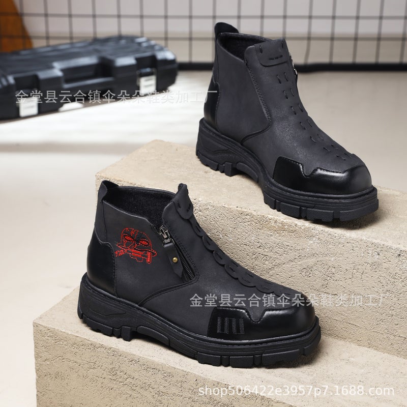 2021 New Men'S Leather Boots Martin Boots Non-Slip Low Heel Men'S And Women'S Boots - Image 5
