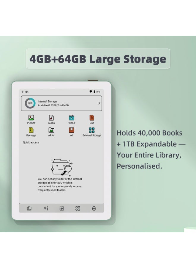 Bigme B6 6-inch Color E-ink Reader in Green - Android 14, 4GB RAM + 64GB Storage, Eye-Friendly Display, Lightweight Design portable ebook reader built in Google play store - Image 5