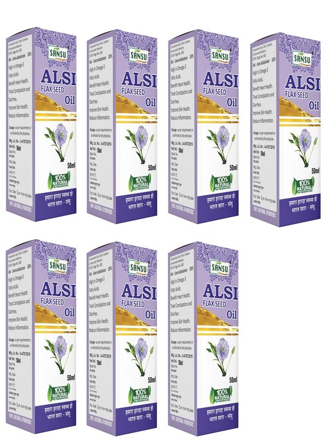 SANSU Alsi oil, Natural Alsi Hair oil, Ayurvedic, Alsi ka tel, Improve skin health, Reduce inflammation 50ml(Pack of 7) - Image 1